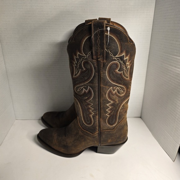 Dan Post Womens Leather Western Cowboy Boots Brown Distressed Size 6.5 M - Picture 3 of 8